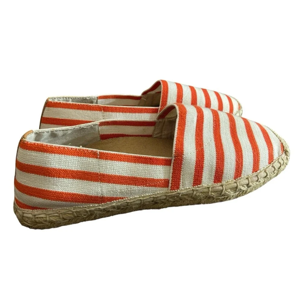 Vionic Women’s Espadrilles‎ Flats Orange White Striped Canvas Slip-On Shoes 6.5